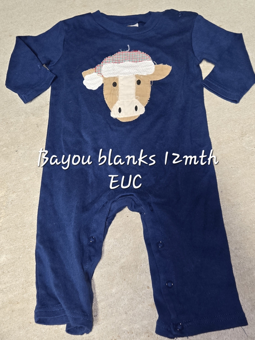 Navy Cow Appliqué Footie